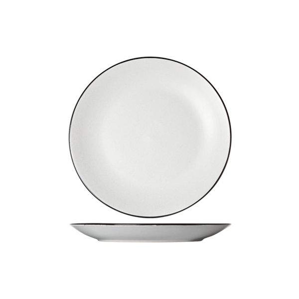 Speckle White Plat Bord D27cm Zwarte Boord 