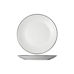 Speckle White Plat Bord D27cm Zwarte Boord 