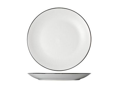 Speckle White Plat Bord D27cm Zwarte Boord