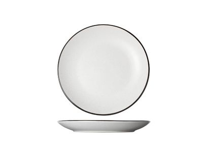 Speckle White Dessertbord D19.5xh2.5cm Zwarte Boord