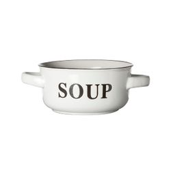 Cosy & Trendy Soep Kommetje Wit D13.5xh6.5cm Met Tekst Soup-  Handvaten 47cl