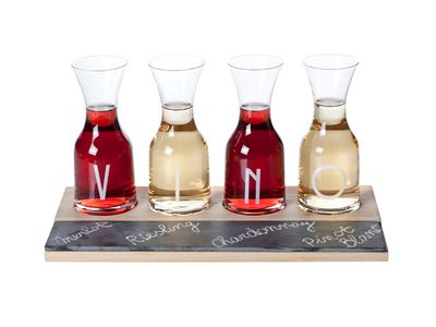 Vino Set 5-delig 4 Karaf Houder Krijtbord 5,3x15cm