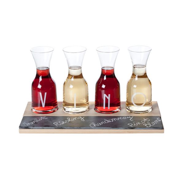 Cosy & Trendy Vino Set 5-delig 4 Karaf Houder Krijtbord 5,3x15cm