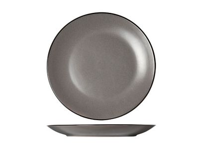 Speckle Grey Dessertbord D19.5xh2.5cm Zwarte Boord