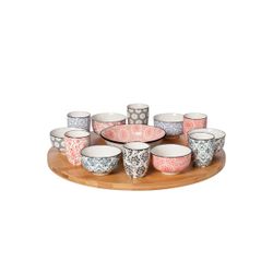 Cosy & Trendy Delirio 14-dlg Draaischotel D40cm Bamboe Bowl 6x 9x4,8 - 6x 5,6x6,7 - 1x 15x4,8