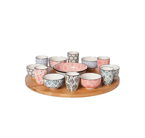 Delirio 14-dlg Draaischotel D40cm Bamboe Bowl 6x 9x4,8 - 6x 5,6x6,7 - 1x 15x4,8  Cosy & Trendy