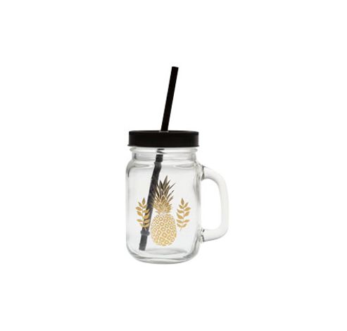 PINEAPPLE BOKAAL MET OOR D7XH13CM BLACK  Cosy & Trendy