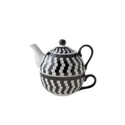 Theepot Met Tas D11.5xh14cm Black-white Theepot 35cl - Tas 30cl 