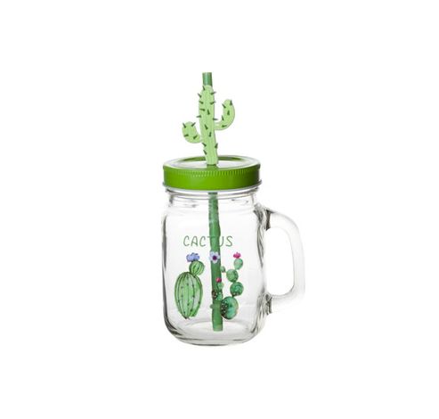 Cactus Bocal Avec Anse D7xh13cm Green Avec Paille-deco  Cosy & Trendy