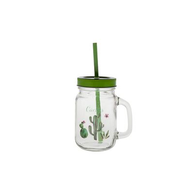 Cactus Bocal Avec Anse D7xh13cm Green Avec Paille-deco  Cosy & Trendy