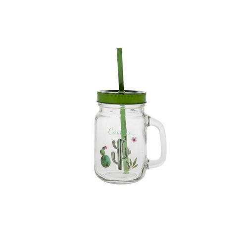 Cactus Bocal Avec Anse D7xh13cm Green Avec Paille-deco  Cosy & Trendy