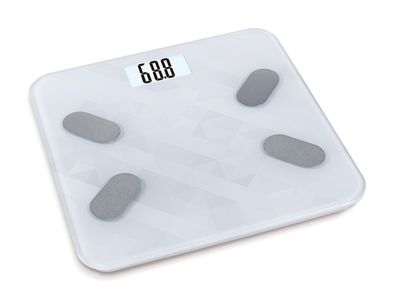 Personenweegschaal Elektr Bluetooth 180kg - 30x30x2.5cm - 4xaaa Niet Inbegr