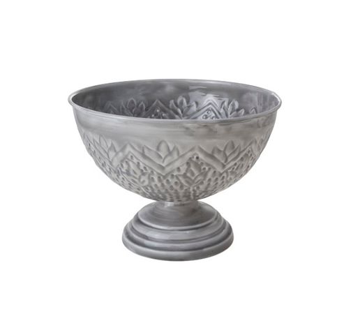 BOWL OP VOET 26X26X18CM METAAL GRIJS  Cosy & Trendy