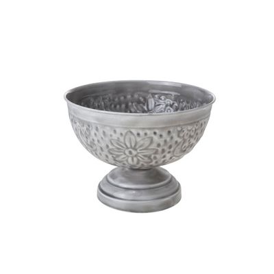 Bowl Op Voet 20.5x20.5x15cm Metaal Gr. Grijs Metaal  Cosy & Trendy