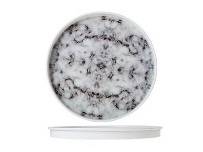 Dienblad Rond 30cm Marmer Email 