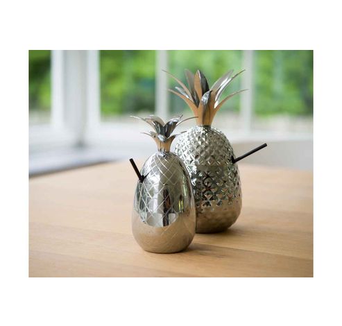 Ananas Beker 400ml Zilver Gelijnd   Cosy & Trendy