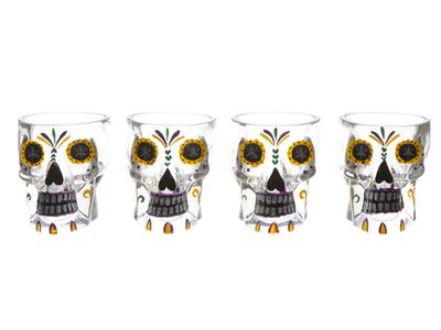 Tiki Glas Doodskop Set4 D6,7x6,8cm 