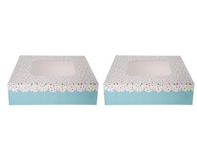 Taartdoos Set2 Vierkant 16x16cm Kleurdot 