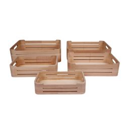 Opbergboxen Set5 Pln Hout  36x26x10cm  