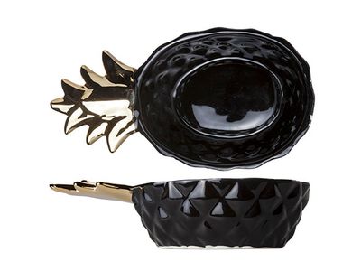 Pineapple Black Deco Schaal 21x11.2xh5.8 Cm