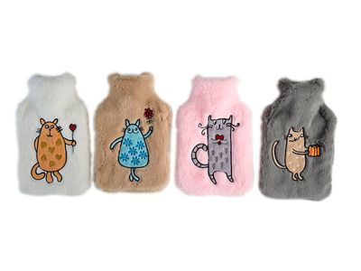 Bouillotte 2l Chat Ass2 - 4 Assorti 20x36cm - Ce Norm