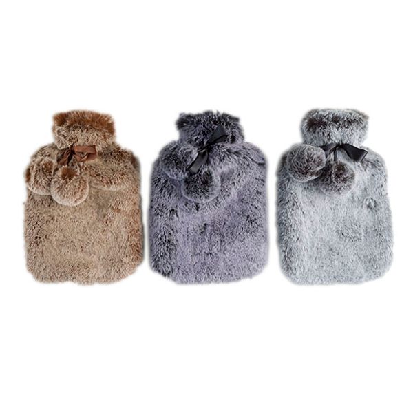 Cosy & Trendy Warmwaterkruik 2l Pels Pompoms Ass3 36x20cm - Ce Norm