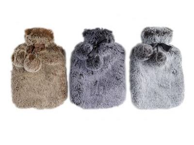 Bouillote 2l Fourrure Pompoms Ass3 36x20cm - Ce Norm