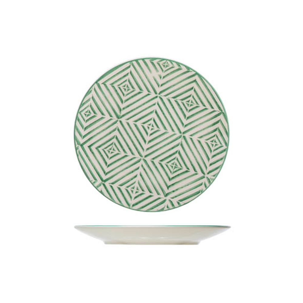 Cosy & Trendy Dessertborden Invertida Groene Streep Dessertbord 20cm