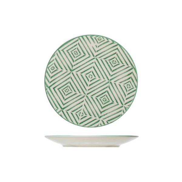 Cosy & Trendy Invertida Groene Streep Dessertbord 20cm 