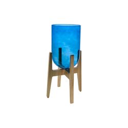 Cosy & Trendy GLAZEN VAAS OP VOET BLAUW 27X27X70CM 