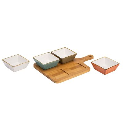 Brisbane Mix Set Apero 5-pcs 29,5x20 H4.5cm Bamboo Base - Coupelle 9x9h4cm 