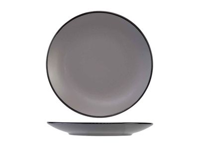 Speckle 2 Grey Plat Bord D27cm Zwarte Boord