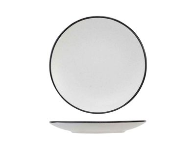 Speckle 2 White Dessertbord D19.5xh2.5cm Zwarte Boord