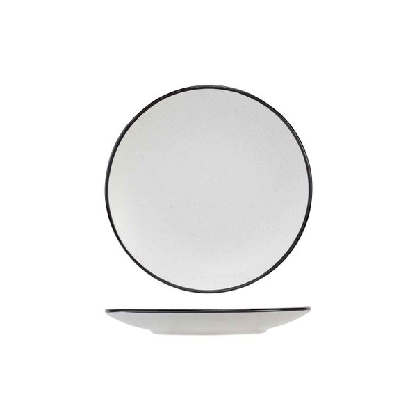 Speckle 2 White Dessertbord D19.5xh2.5cm Zwarte Boord 