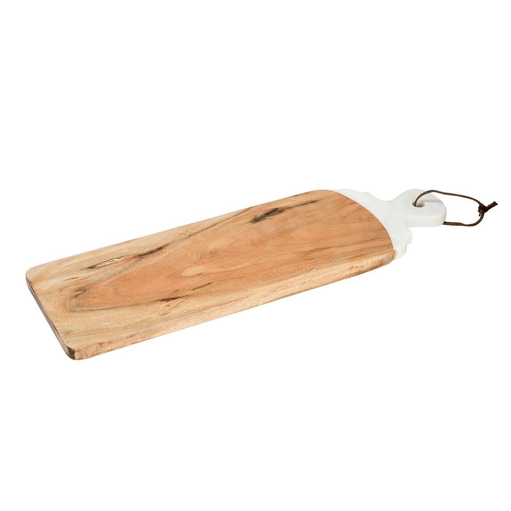 Cosy & Trendy Serveerschalen en-borden Hout Wit Marmer Dienblad 49x16cm