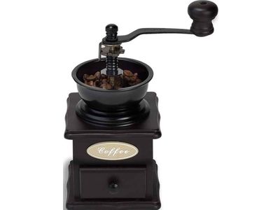 Koffiemolen Retro Zwart Hout 9.5x9.5x20cm