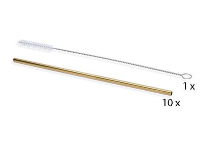 Rietjes Rvs Recht Goud S10 21.4cm + Borstel