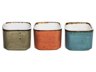 Brisbane Aperopotje 3 Ass 5,8x5,8xh4,7cm Bleu-grey-orange