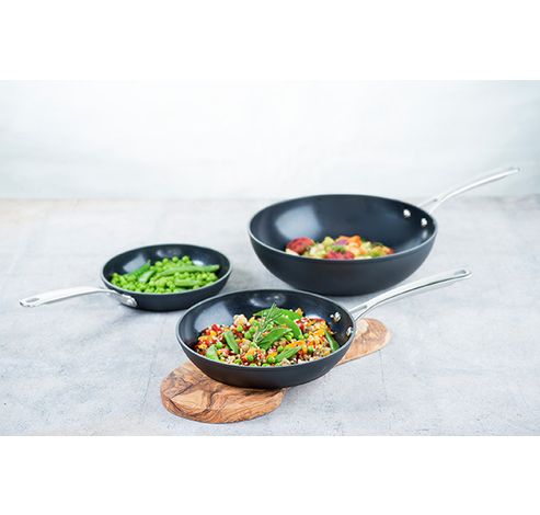 Healthy Pan Alu Braadpan Zwart-zwart D28 Steel Roestvrij Staal-allevuren-conisch  Cosy & Trendy