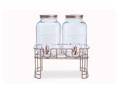 Distributeur De Jus 2x3,5l Set2 13.5x20xh25 - Support 34x18xh18.5cm