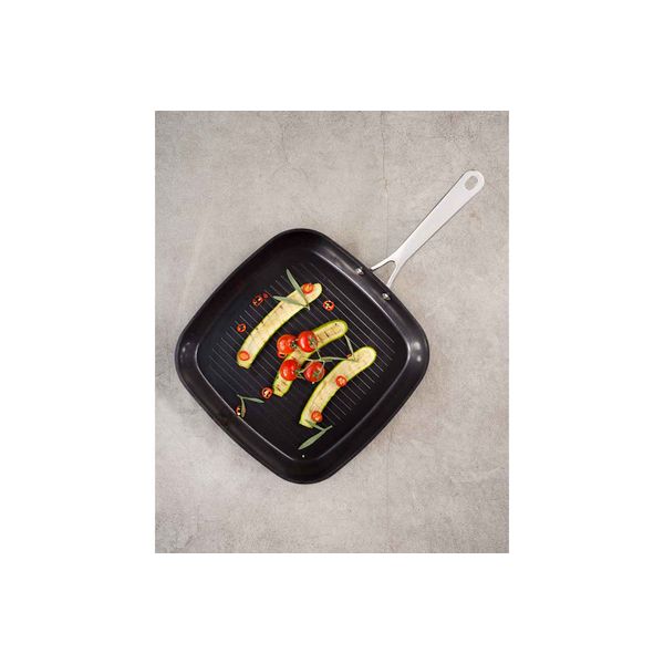 Cosy & Trendy Healthy Pan Alu Grillpan Gleuf Zwart D28 Steel Roestvrij Staal-allevuren-conisch