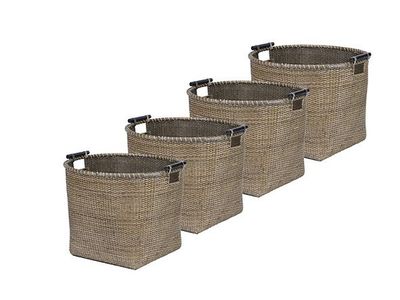 Panier De Rangement Set4 Paille D35xh35 D39xh35.5cm D42.5xh37.5cm D47xh37.5cm