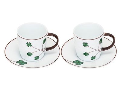 Espressotas En Ondertas 11cl Set 2 Klaverblad - D6xh6cm - Ondertas D11.5cm