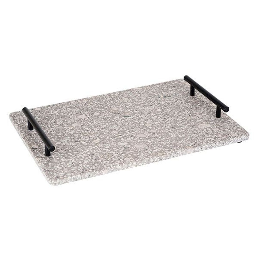 Cosy & Trendy Serveerschalen en-borden Medical Stone Tray Handles Zwart Metaal 35x25cm Rechthoek