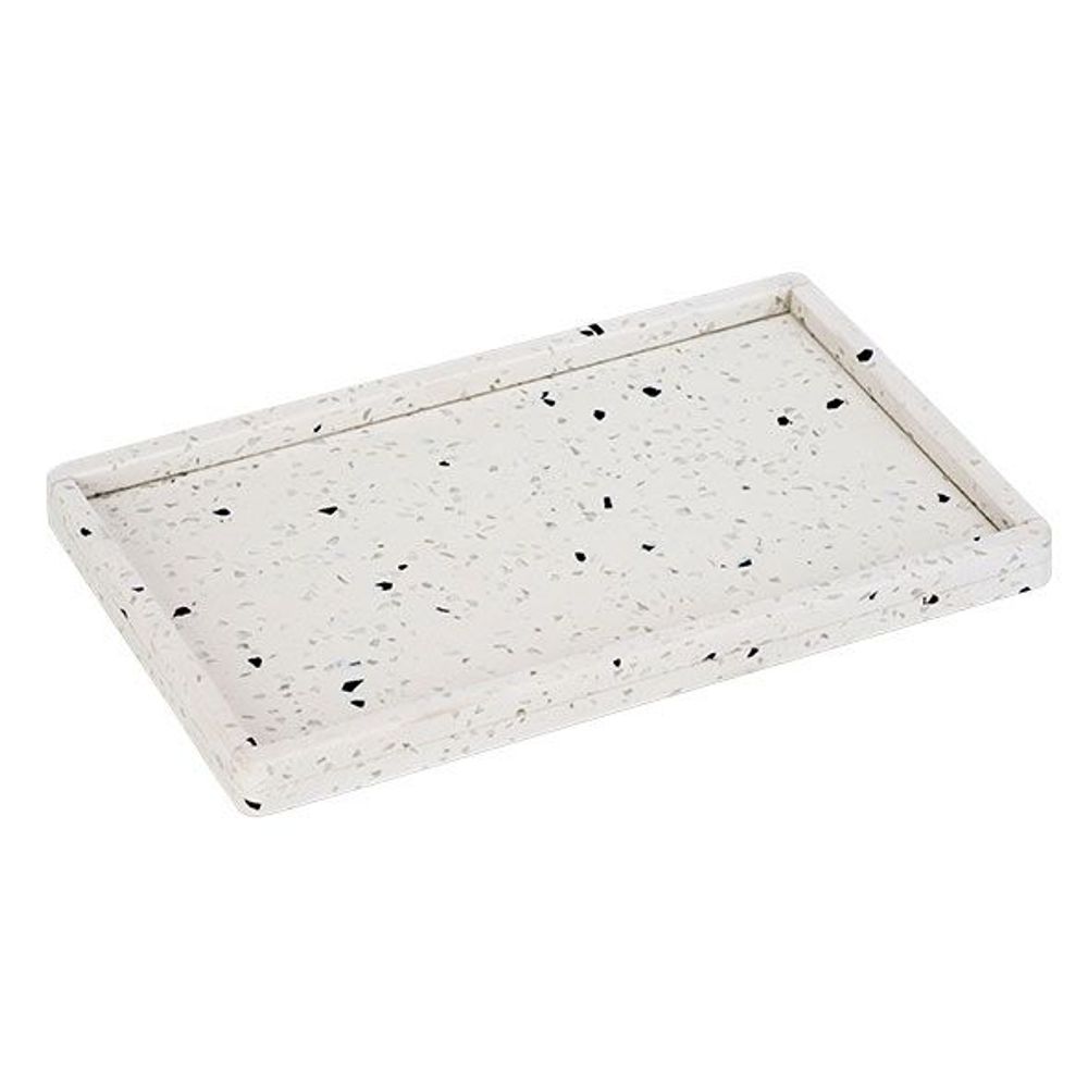 Terrazzo Tray 27x17cm Wit Met Boord Opstaand - Rechthoek 