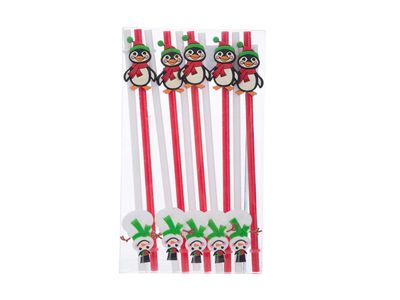 Rietje Sneeuwman-pinguin Set10 Herbruikbaar