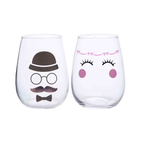 Cosy & Trendy Glas Faces  47cl H11cm 2 Ass 