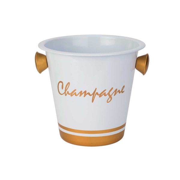 Cosy & Trendy Champganeemmer Wit-tekst Champagne Goud Handvat Goud D20xh19cm - Gegalvaniseerd