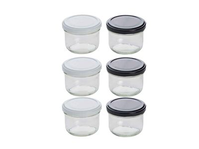 Confituurbokaal 120ml Set6 - Deksel Zwar T Wit