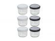 Confituurbokaal 120ml Set6 - Deksel Zwar T Wit